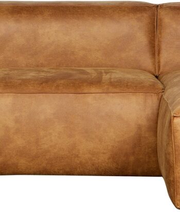 Hjørnesofa Woood Bean Højrevendt Lysebrun Læder Polyester ø96 175305