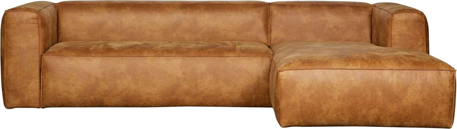Hjørnesofa Woood Bean Højrevendt Lysebrun Læder Polyester ø96 175305