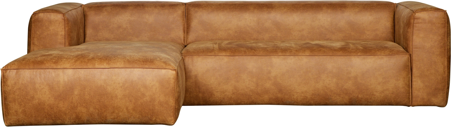 Hjørnesofa Woood Bean Lysebrun Læderlook Venstrevendt 305x175