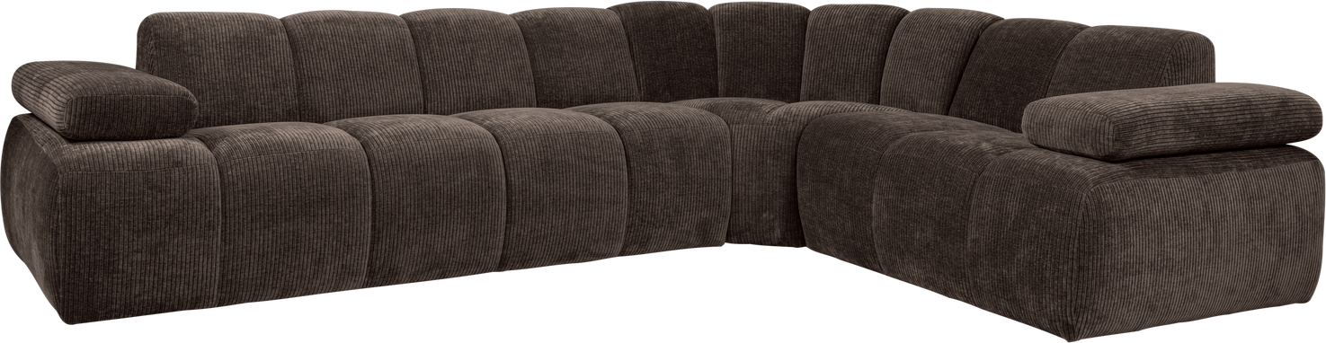 Hjørnesofa Woood Mojo Højrevendt 310x230 Brun Ribstof Jacquard 100 Polyester Manuelt Justerbare Armlæn Martindale 000