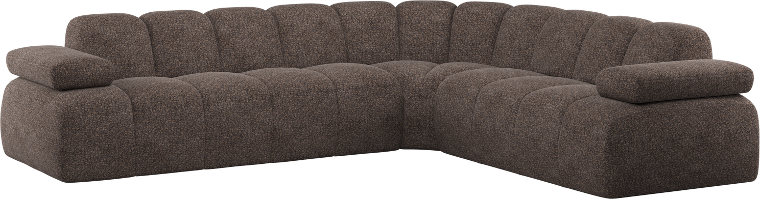 Hjørnesofa Woood Mojo Højrevendt Chaiselong Brun Chenille 310x230 100 Polyester