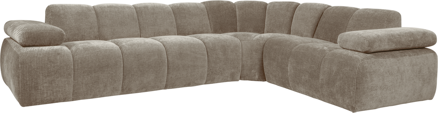 Hjørnesofa Woood Mojo Remy Rib 310x230 Højre Ribstof Fløjlsagtigt Mørk Sand