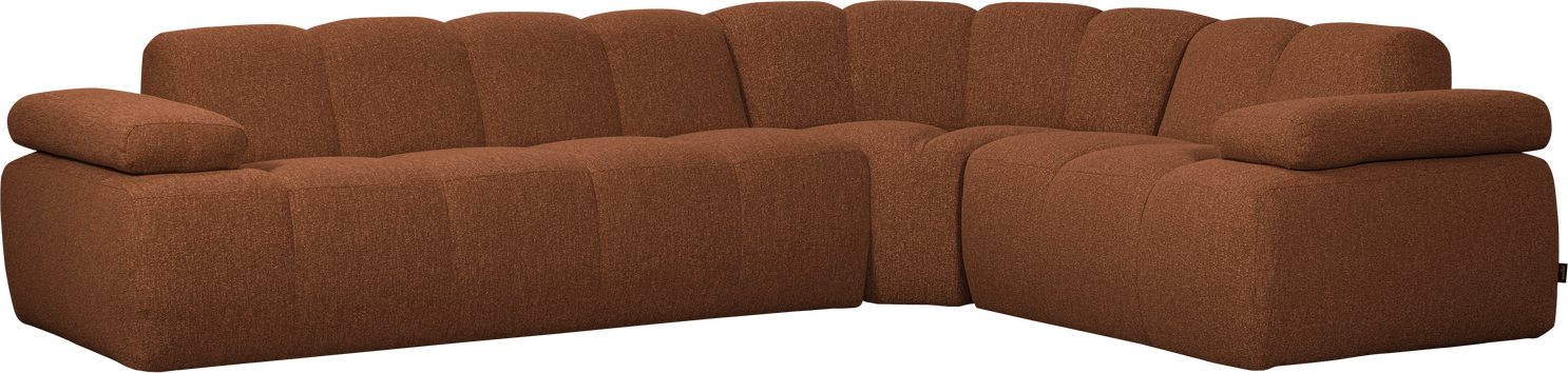 Hjørnesofa Woood Mojo Rustbrun Boucl Stof 310x230 Højre Pers Justerbare Armlæn