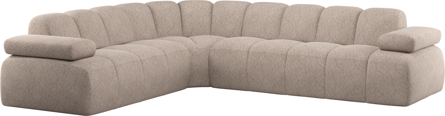 Hjørnesofa Woood Mojo Venstrevendt Chaiselong 310x230 Mørk Sand Chenille 100 Polyester