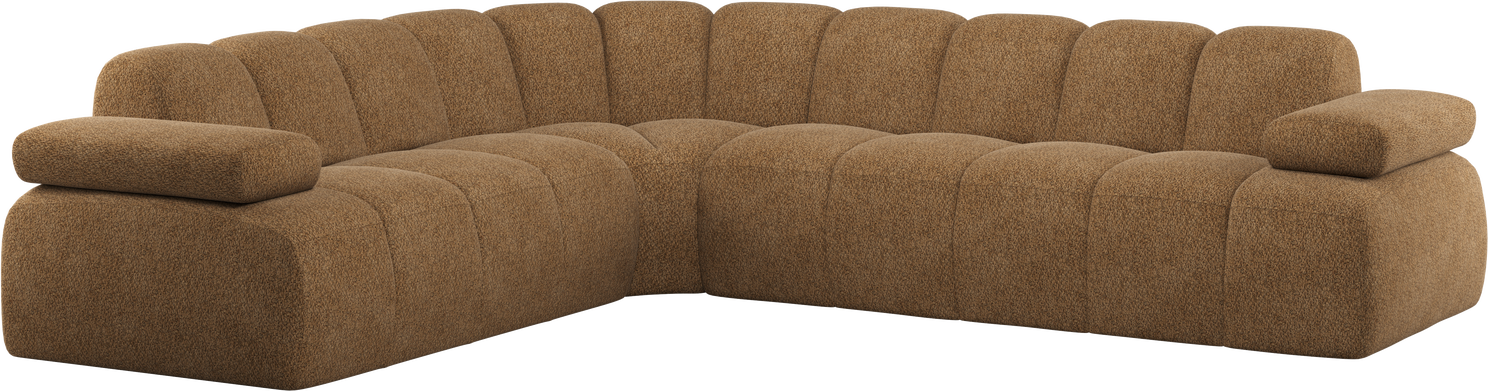 Hjørnesofa Woood Mojo Venstrevendt Honninggul Chenille Valley 310x230 Med Manuelt Justerbare Armlæn Blød Slidstærk