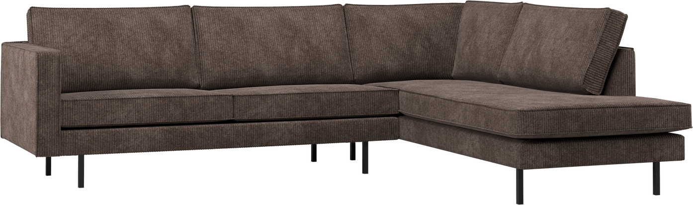 Hjørnesofa Woood Rodeo Højrevendt Chaiselong Brun Jacquardvævet Ribstof 266 213