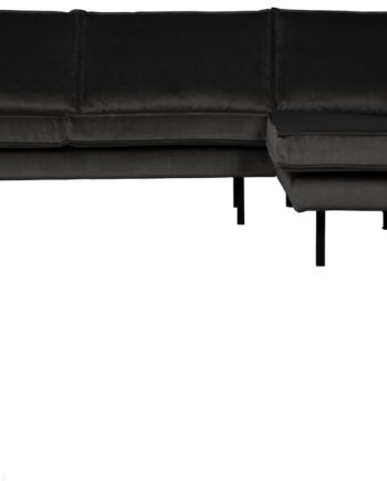Hjørnesofa Woood Rodeo Højrevendt Loungesofa Antracit Velour 266x213