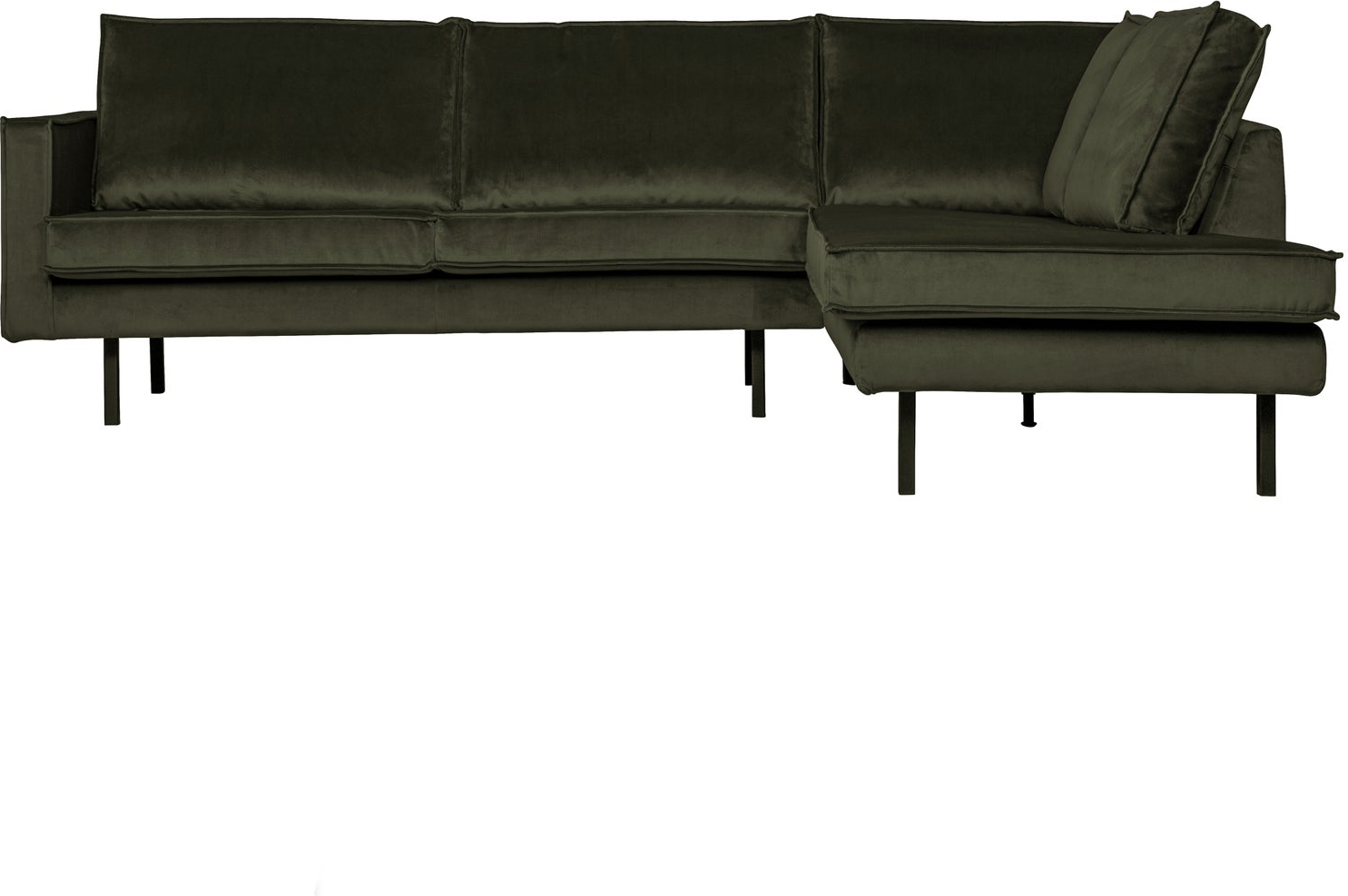 Hjørnesofa Woood Rodeo Højrevendt Mørkegrøn Jarra Velour Loungesofa Med Metalben