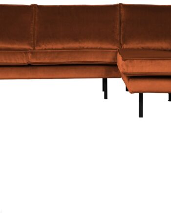 Hjørnesofa Woood Rodeo Loungesofa Højre Rustorange Velour B266xd213xh85 Fast Komfort