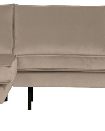 Hjørnesofa Woood Rodeo Venstrevendt Loungesofa Khaki Velour 266 Metalben
