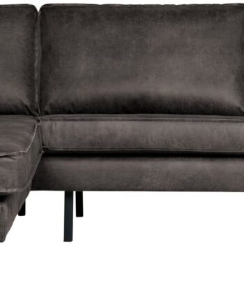 Hjørnesofa Woood Rodeo Venstrevendt Loungesofa Sort Ecoleather Genanvendt Læder 266x213x85