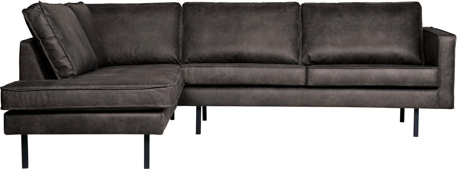 Hjørnesofa Woood Rodeo Venstrevendt Loungesofa Sort Ecoleather Genanvendt Læder 266x213x85