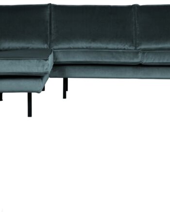 Hjørnesofa Woood Rodeo Venstrevendt Personers Velour Jarra Teal Fast Siddekomfort Metalben