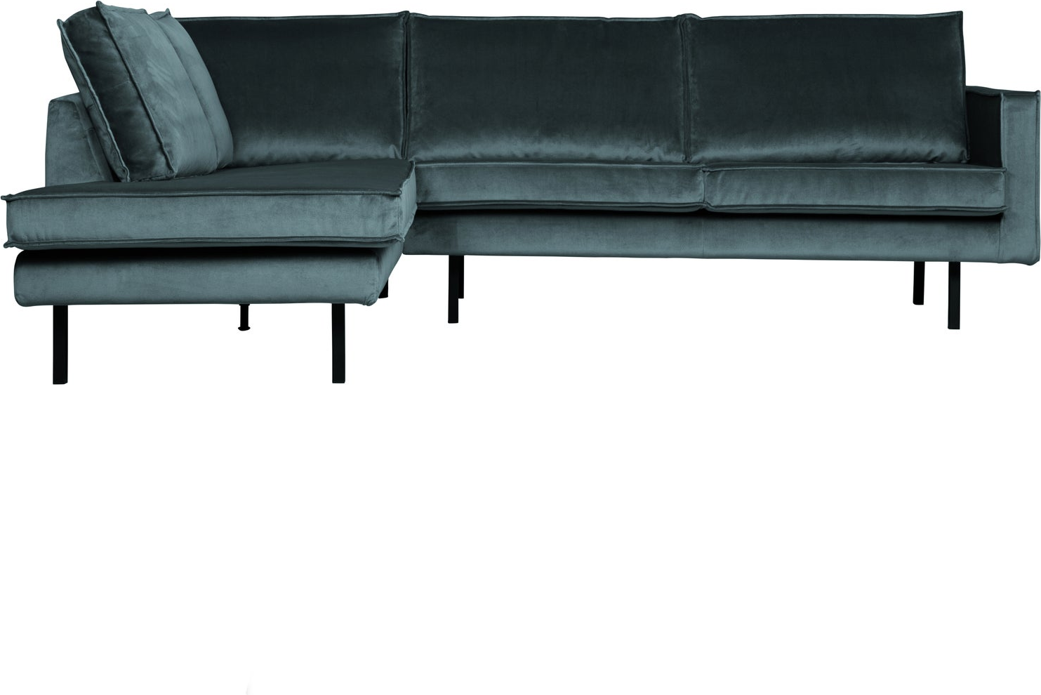 Hjørnesofa Woood Rodeo Venstrevendt Personers Velour Jarra Teal Fast Siddekomfort Metalben