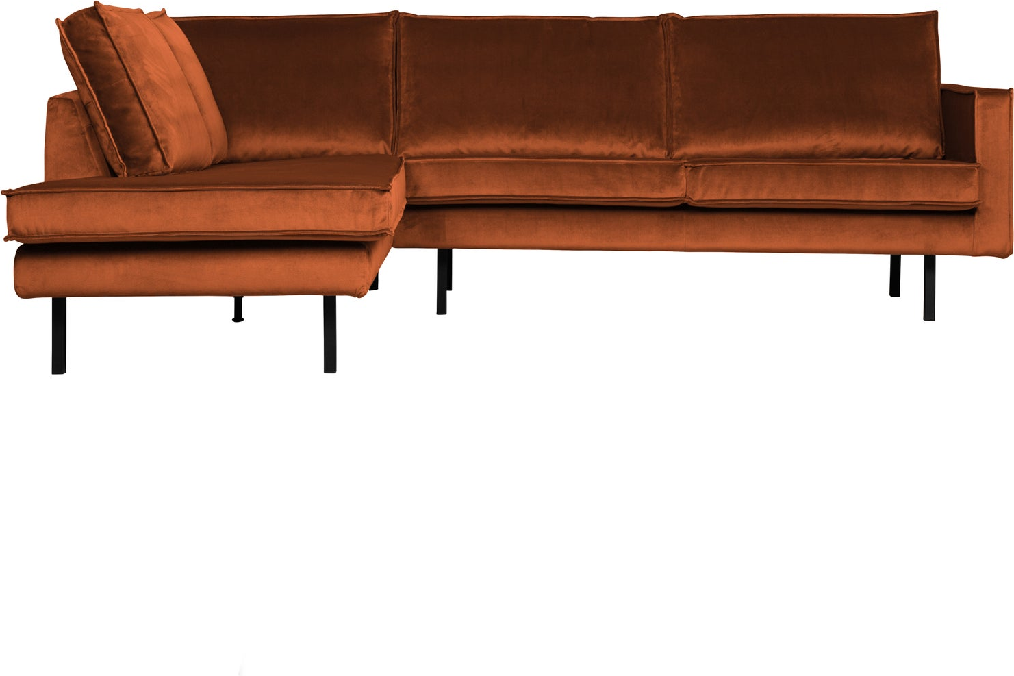 Hjørnesofa Woood Rodeo Venstrevendt Velour Loungesofa 266x213 Rust
