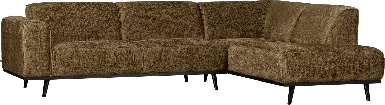 Hjørnesofa Woood Statement Brass Guld Strukturvelour 274210 Højrevendt