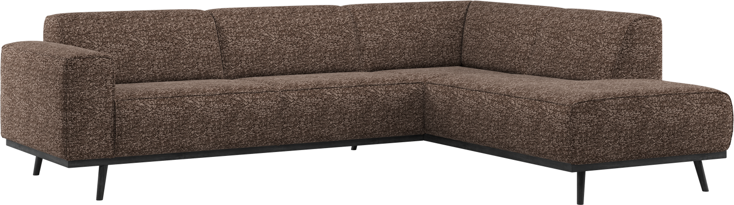 Hjørnesofa Woood Statement Højrevendt Chaiselong Brun Melange 274x210 100 Polyester Birketræsben