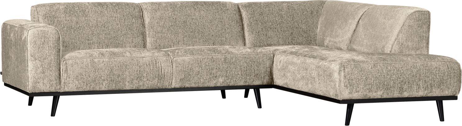 Hjørnesofa Woood Statement Højrevendt Strukturvelour Wheatfield Beige B274 D210