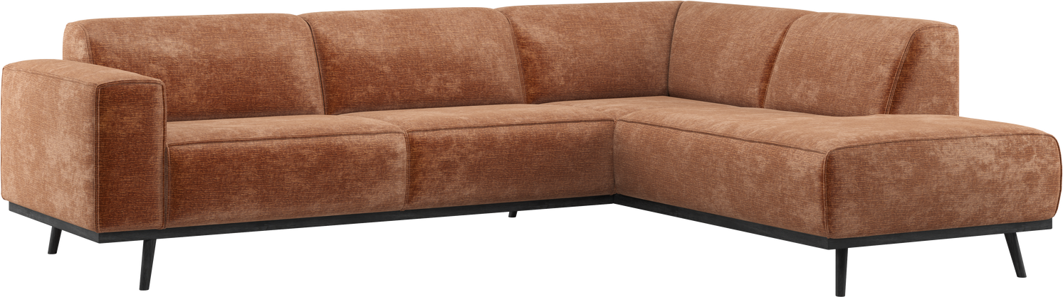 Hjørnesofa Woood Statement Højrevendt Terra Orange Velour Chenille 274x210