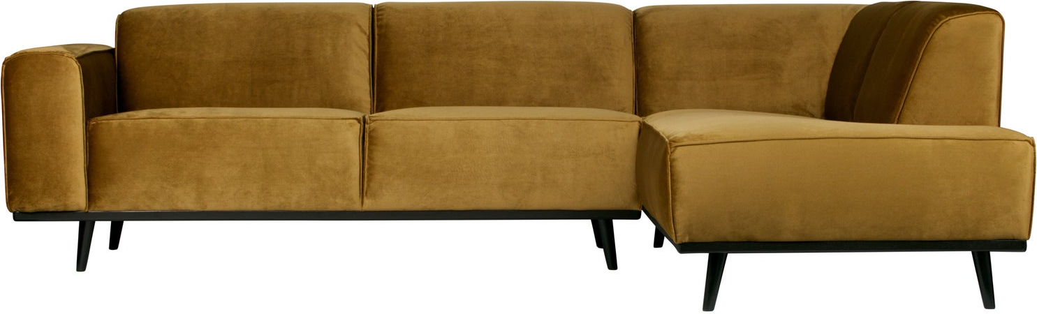 Hjørnesofa Woood Statement Honninggul Fløjl Velour 274x210 Højrevendt