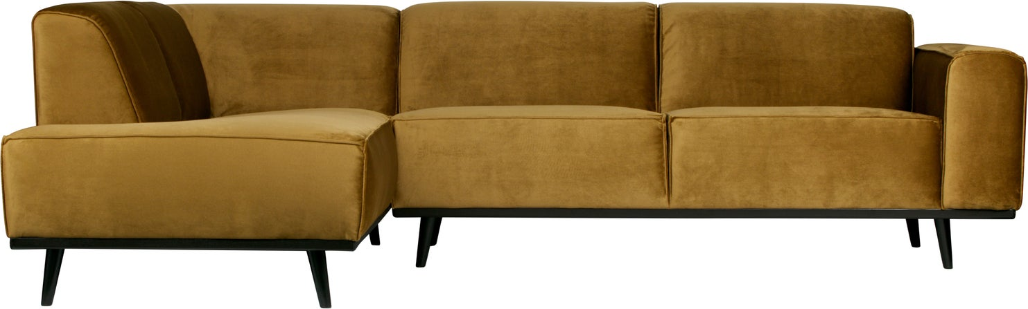 Hjørnesofa Woood Statement Honninggul Jarra Fløjl Venstrevendt Chaiselong 274x210