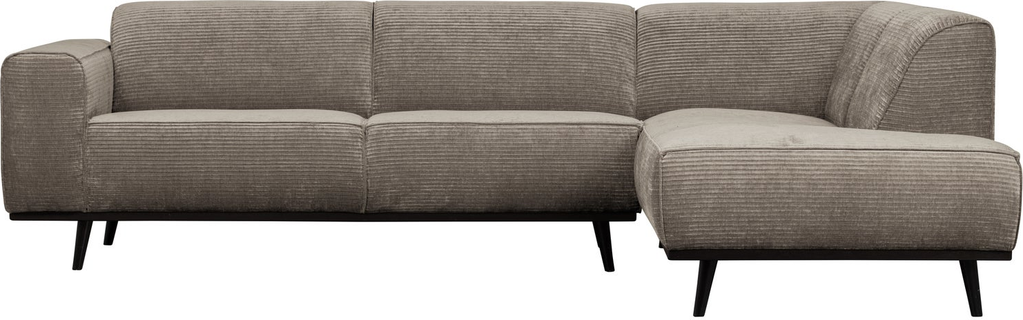 Hjørnesofa Woood Statement Lergrå Ribstof Vævet Jacquard Højrevendt 274x210