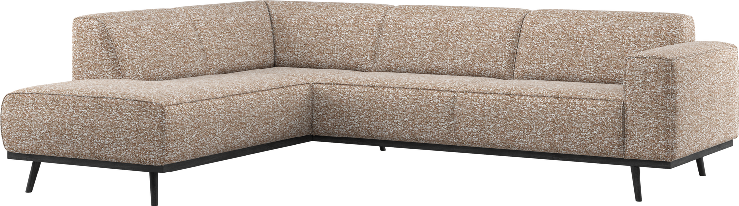 Hjørnesofa Woood Statement Personers Lysebrun Melange 100 Polyester Benson Stof 274x210 Venstrevendt