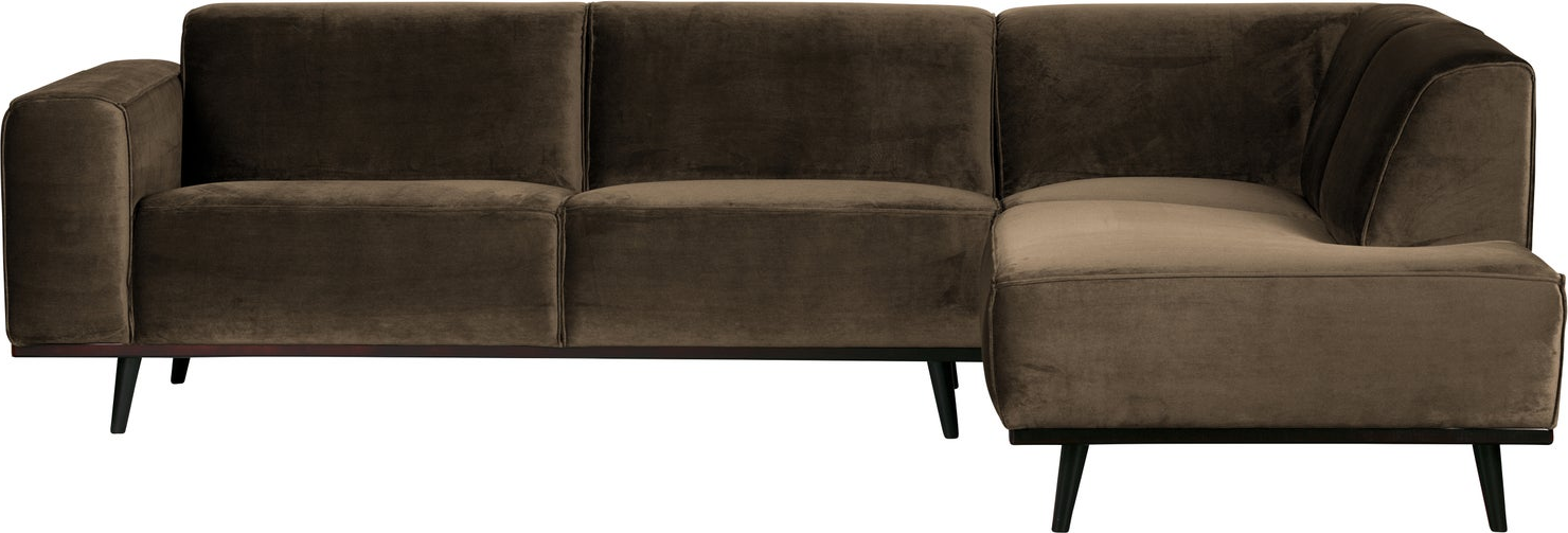Hjørnesofa Woood Statement Taupe Fløjl Velour Højrevendt Chaiselong 210 B274 D210 H77