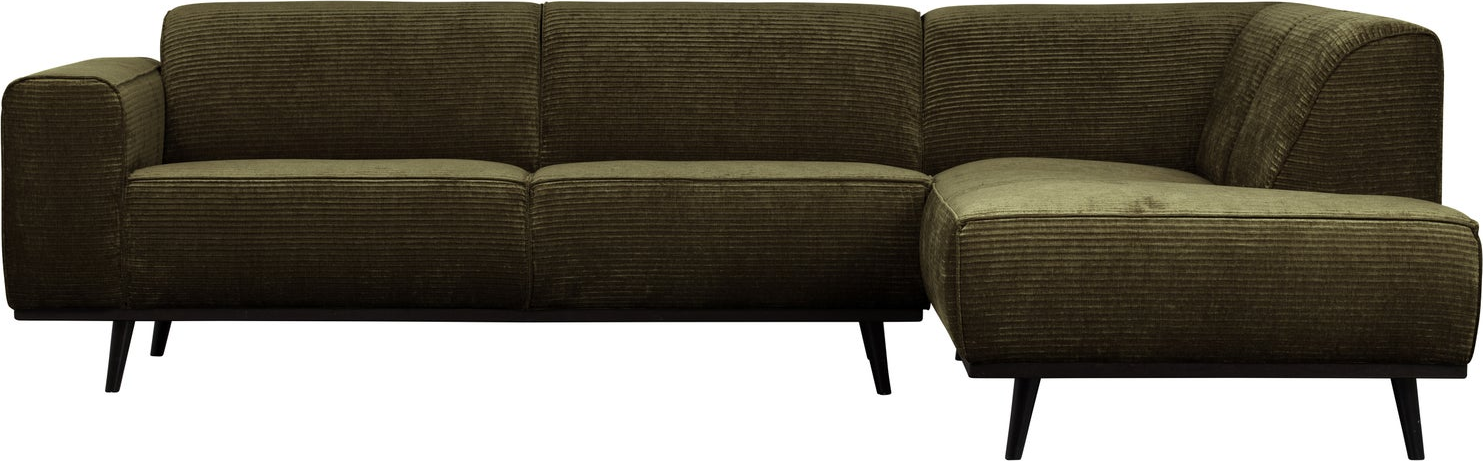 Hjørnesofa Woood Statement Varm Grøn Ribstof Jacquard Fløjlsagtig Højrevendt B274d210h77