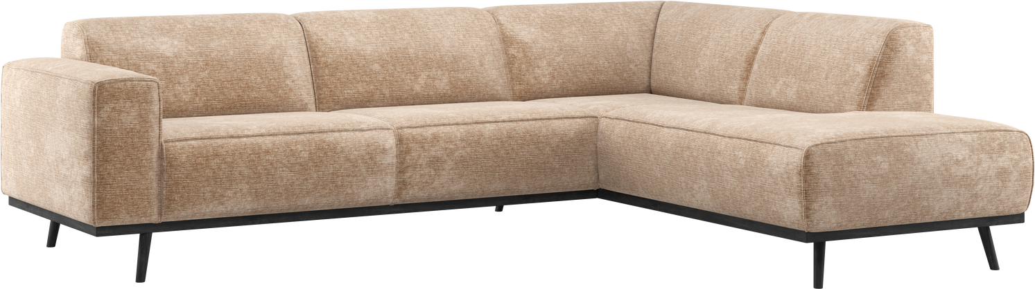 Hjørnesofa Woood Statement Velour Chenille 274x210 Lyserød Peach Højrevendt