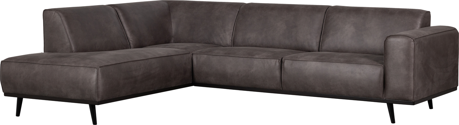 Hjørnesofa Woood Statement Venstrevendt 274x210 Antracit Læderlook Kunstlæder Høj Siddekomfort