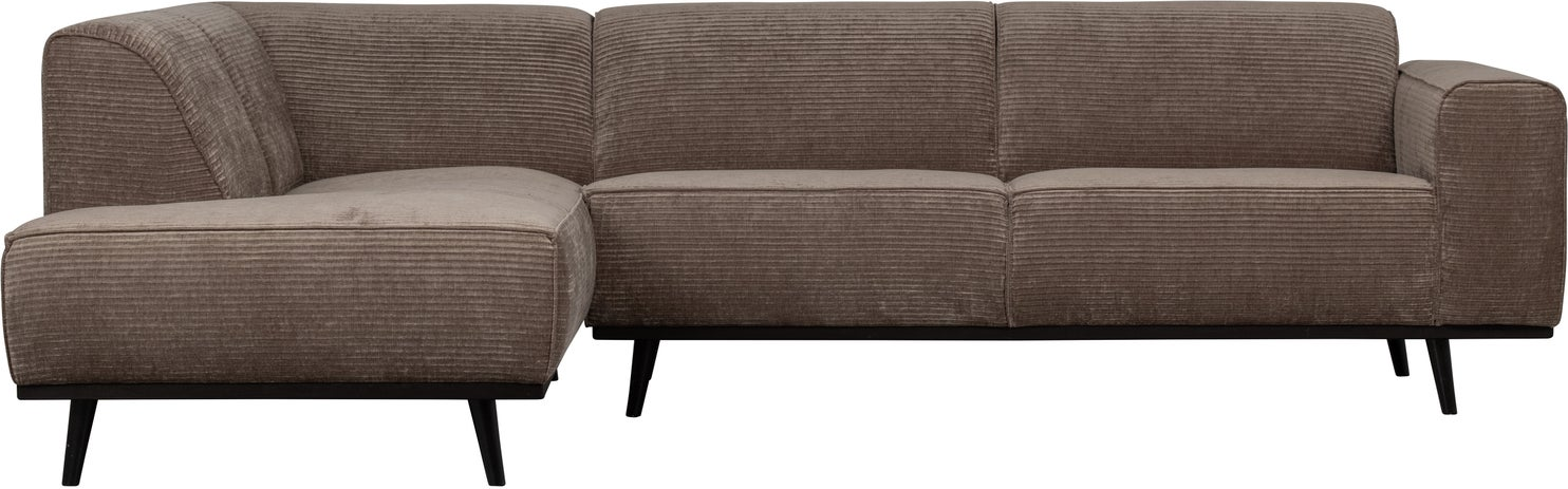 Hjørnesofa Woood Statement Venstrevendt 274x210 Taupe Brama Jacquard Ribstof Fløjlsagtigt Udtryk