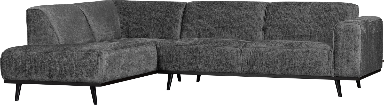 Hjørnesofa Woood Statement Venstrevendt Chaiselong 274x210 Grå Strukturvelour Blød Slidstærk