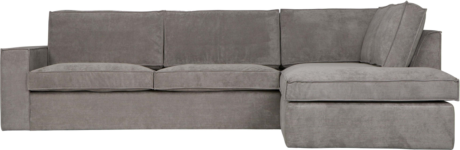 Hjørnesofa Woood Thomas Højrevendt Lysegrå Ribbet Stof 92x197x283