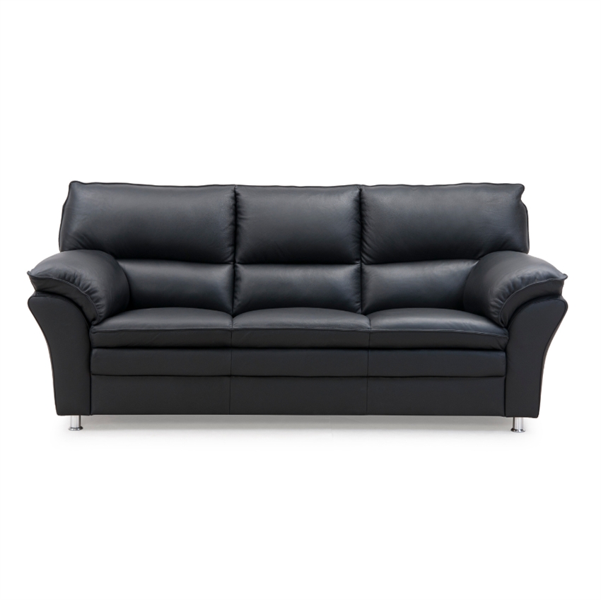 Hjort Knudsen Palma Personers Sofa Sort Semi Spalt Læder Stål Ben 215  Møbelsalg