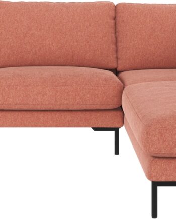 Højrevendt Hjørnesofa Rowico Corwin Brenda Rød 83x266x226 Mat Sorte Metalben