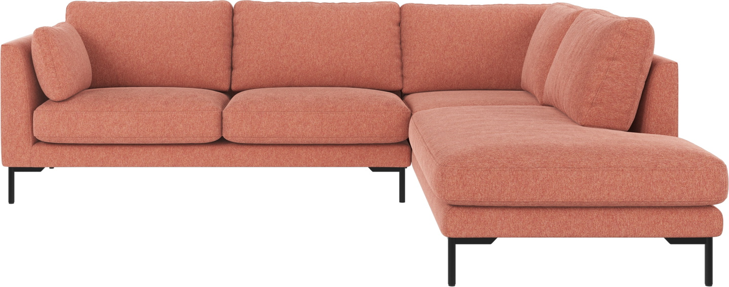 Højrevendt Hjørnesofa Rowico Corwin Brenda Rød 83x266x226 Mat Sorte Metalben
