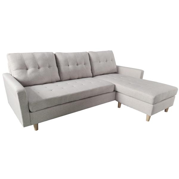Homeville Leeds Højre Venstrevendt Stof Lysegrå 217x152x82cm