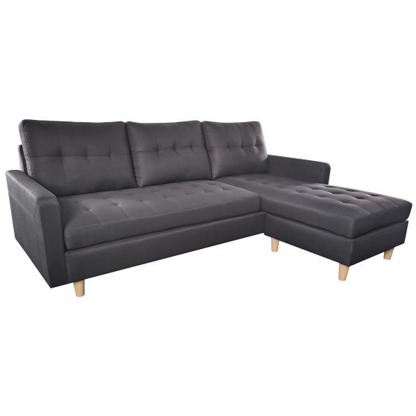 Homeville Leeds Højre Venstrevendt Stof Sort 217x152x82cm