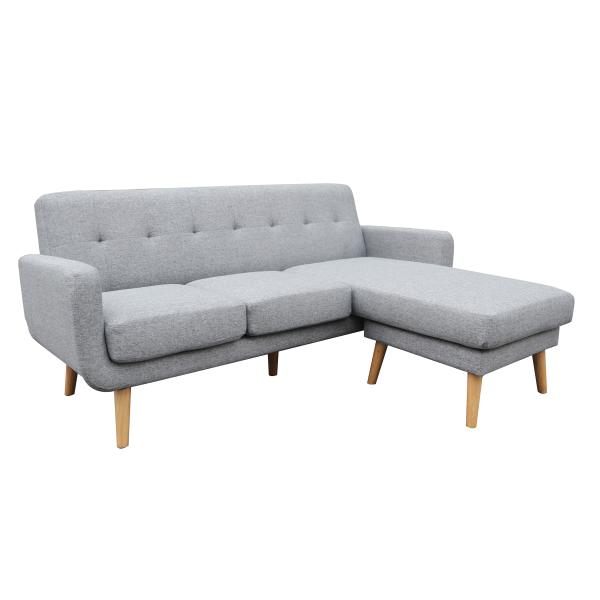 Homeville Ystad Højre Venstrevendt Stof Grå 199x150x57cm