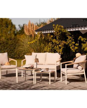House Nordic Abela Loungesæt Aluminium Nonwood Sand Natur Pers Sofa Stole Borde Inkl Hynder