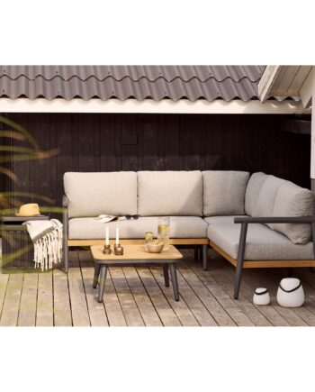 House Nordic Comillas Hjørne Loungesæt Aluminium Grå Beige Hjørnesofa Sofabord Inkl Hynder