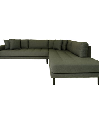 House Nordic Lido Hjørnesofa Højrevendt Puder Olivengrøn Polyester Sort Træ