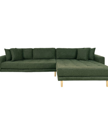 House Nordic Lido Loungesofa Højre Chaiselong Puder Olivengrøn Polyester Egetræ