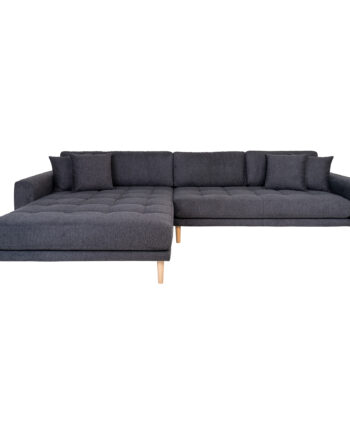 House Nordic Lido Loungesofa Venstre Chaiselong Puder Mørkegrå Polyester Natur Bøg