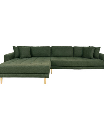 House Nordic Lido Loungesofa Venstre Chaiselong Puder Olivengrøn Polyester Egetræ