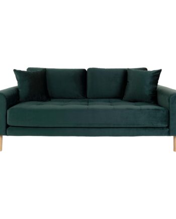 House Nordic Lido Pers Sofa Mørkegrøn Velour Natur Træ