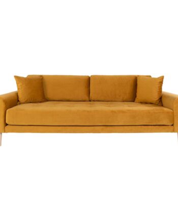 House Nordic Lido Pers Sofa Sennepsgul Velour Natur Træ
