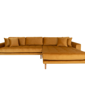 House Nordic Lido Sofa Højrevendt Chaiselong Sennepsgul Velour
