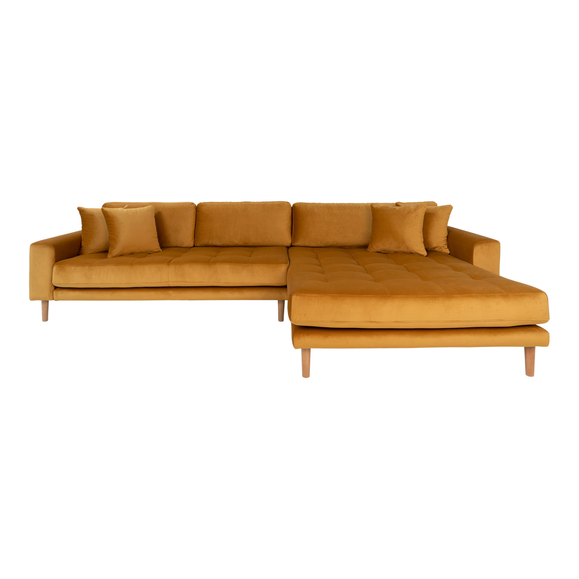 House Nordic Lido Sofa Højrevendt Chaiselong Sennepsgul Velour